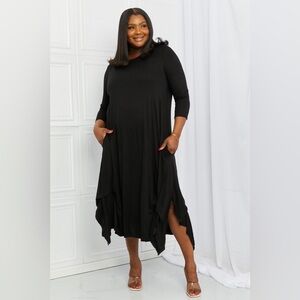 Celeste Good Days Round Neck Midi Dress in Black